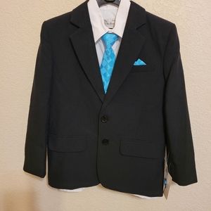 Boy's 4 Pc Suit Black/Turquoise Calla Collection,  Sz 8 - NWT